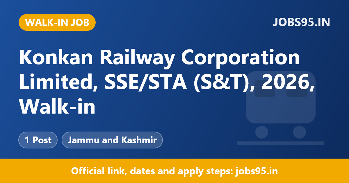 Konkan Railway Corporation Limited, SSE/STA (S&T), 2026, Walk-in