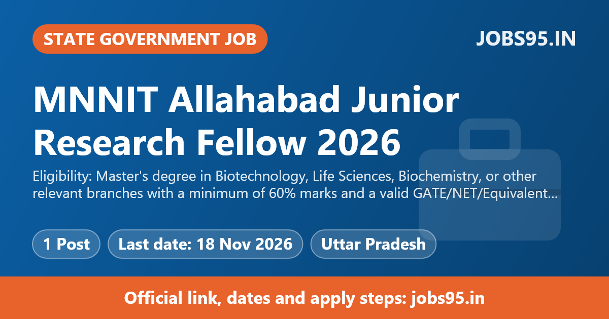 MNNIT Allahabad Junior Research Fellow 2026 – Apply Offline