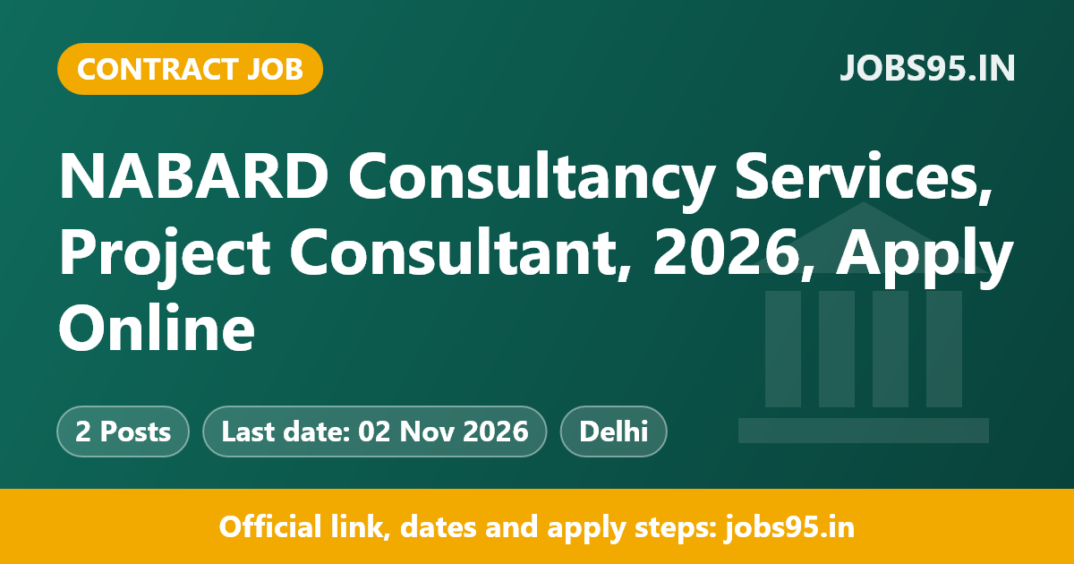 NABARD Consultancy Services, Project Consultant, 2026, Apply Online