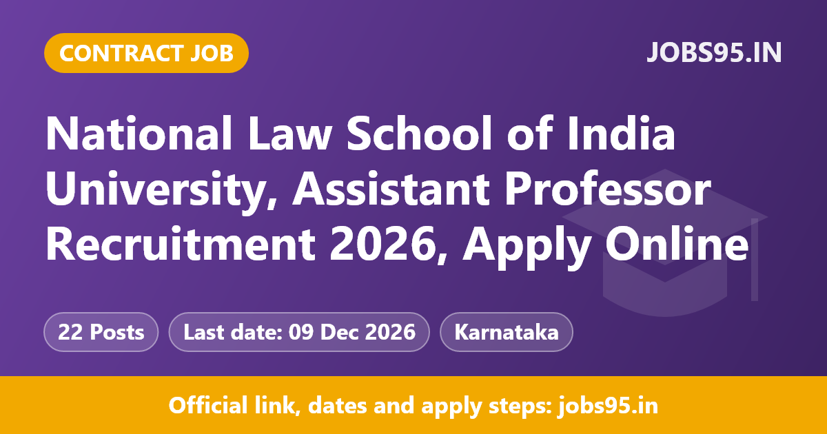 National Law School of India University, Assistant Professor Recruitment 2026, Apply Online