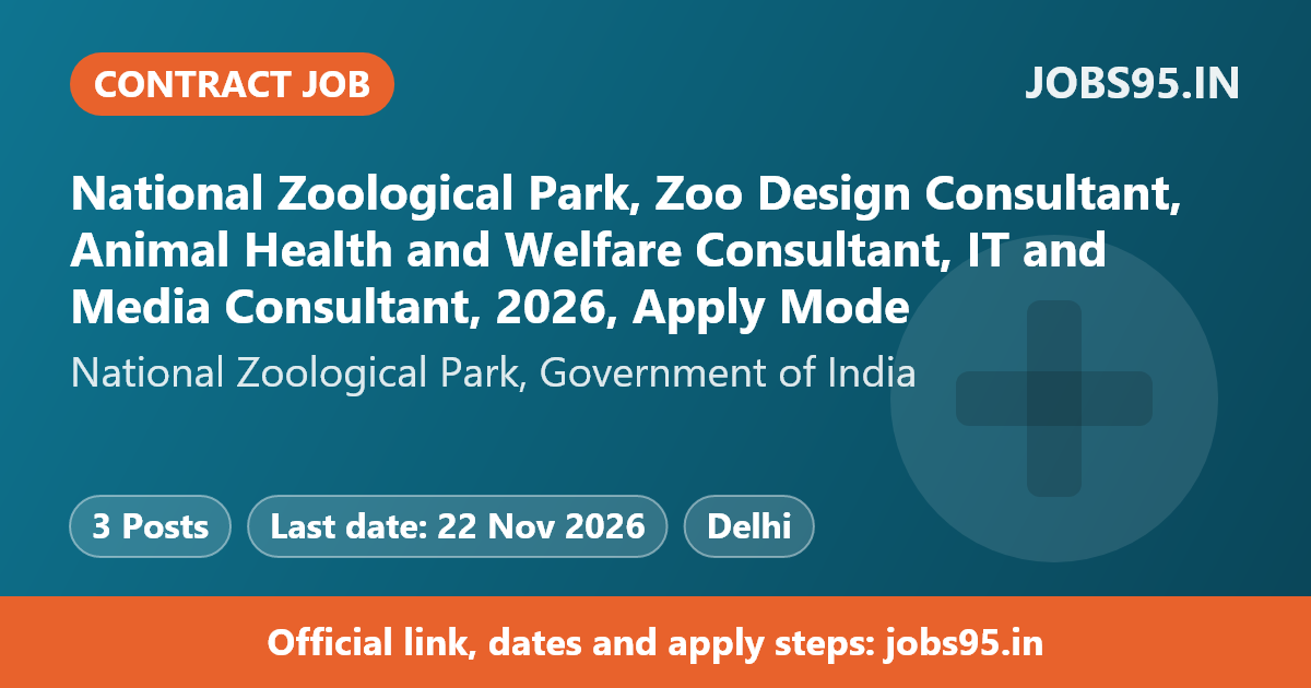 National Zoological Park, Zoo Design Consultant, Animal Health and Welfare Consultant, IT and Media Consultant, 2026, Apply Mode: Email
