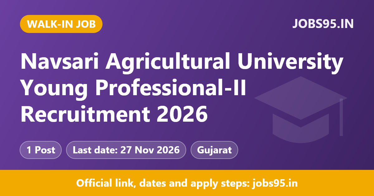 Navsari Agricultural University Young Professional-II Recruitment 2026 – Apply Offline