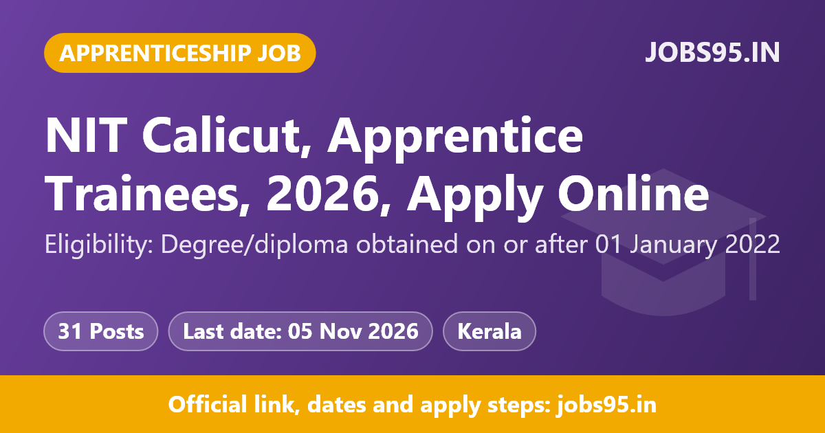 NIT Calicut, Apprentice Trainees, 2026, Apply Online