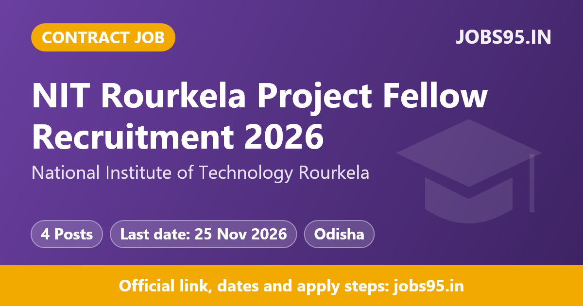 NIT Rourkela Project Fellow Recruitment 2026 – Apply Online