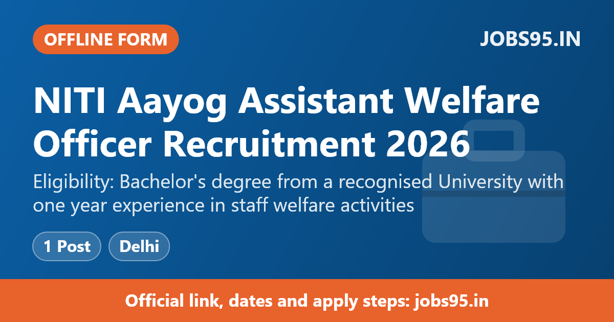 NITI Aayog Assistant Welfare Officer Recruitment 2026 – Apply Offline