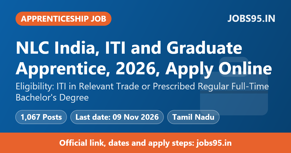 NLC India, ITI and Graduate Apprentice, 2026, Apply Online
