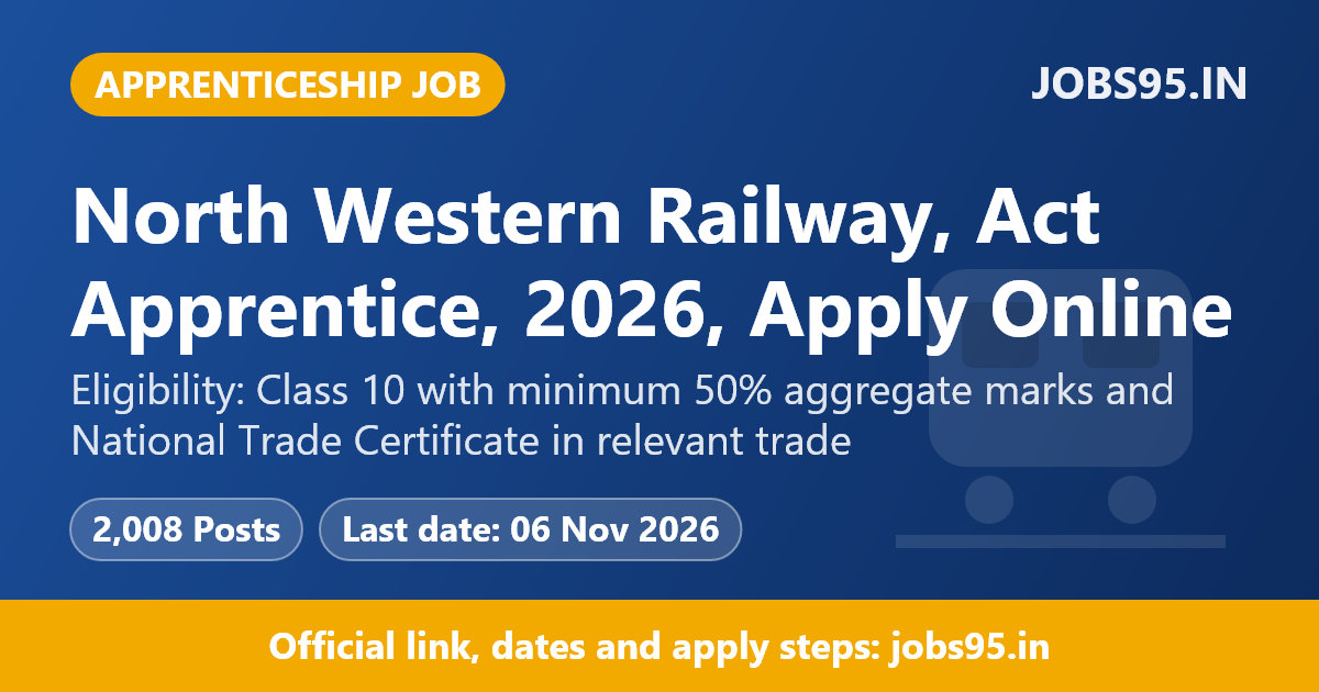 North Western Railway, Act Apprentice, 2026, Apply Online