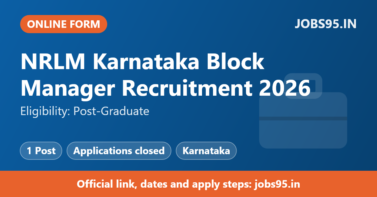 NRLM Karnataka Block Manager Recruitment 2026 – Apply Online
