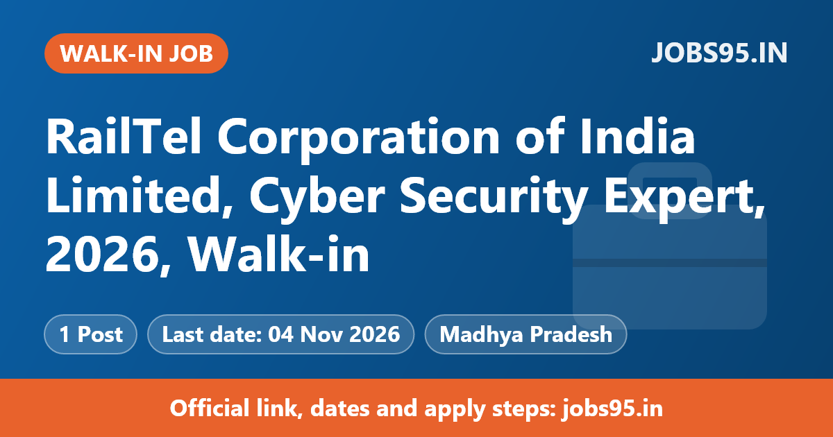 RailTel Corporation of India Limited, Cyber Security Expert, 2026, Walk-in