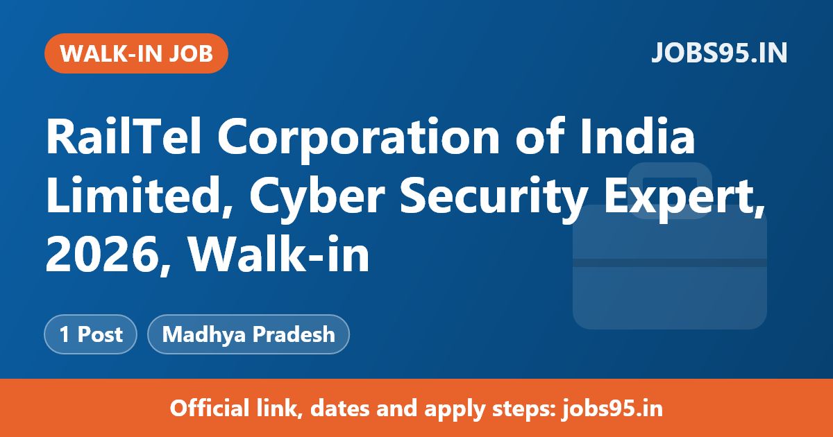 RailTel Corporation of India Limited, Cyber Security Expert, 2026, Walk-in