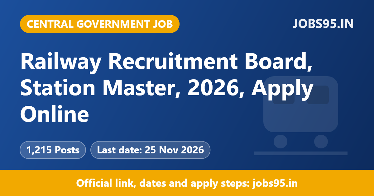 Railway Recruitment Board, Station Master, 2026, Apply Online
