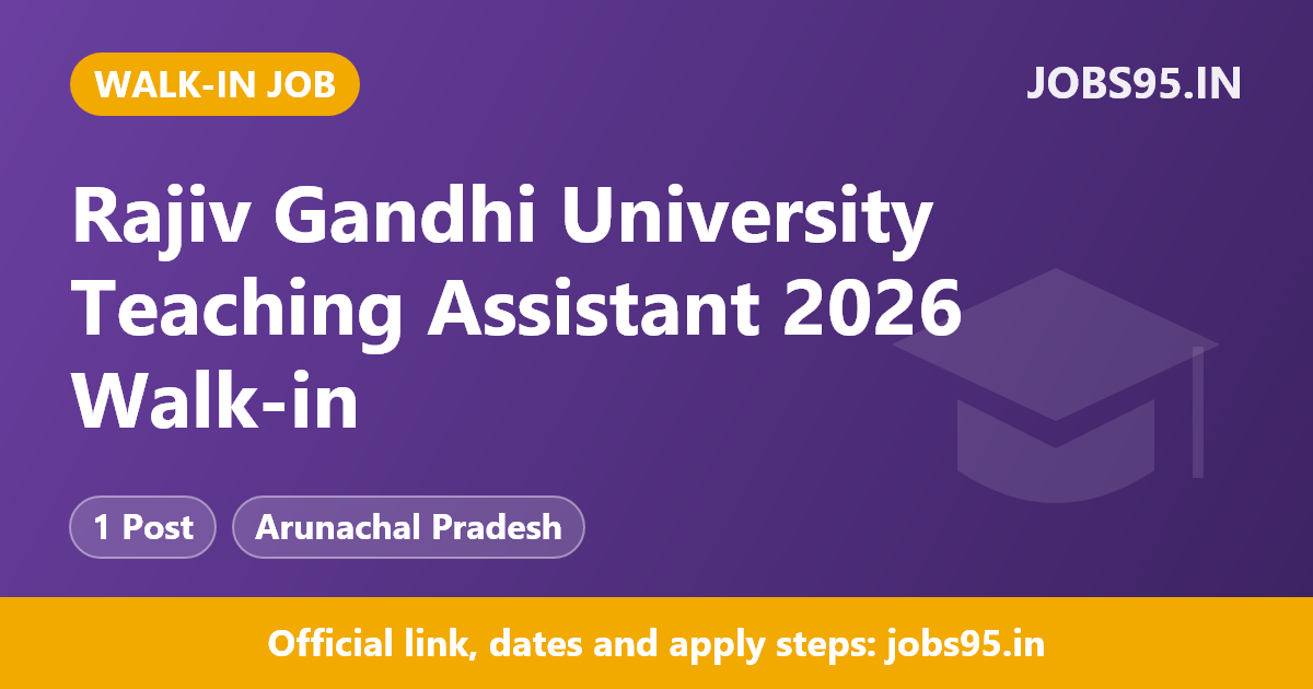 Rajiv Gandhi University Teaching Assistant 2026 Walk-in