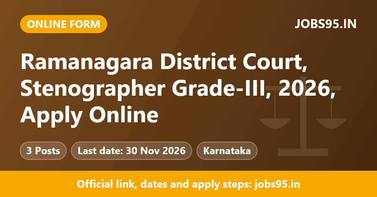 Ramanagara District Court, Stenographer Grade-III, 2026, Apply Online