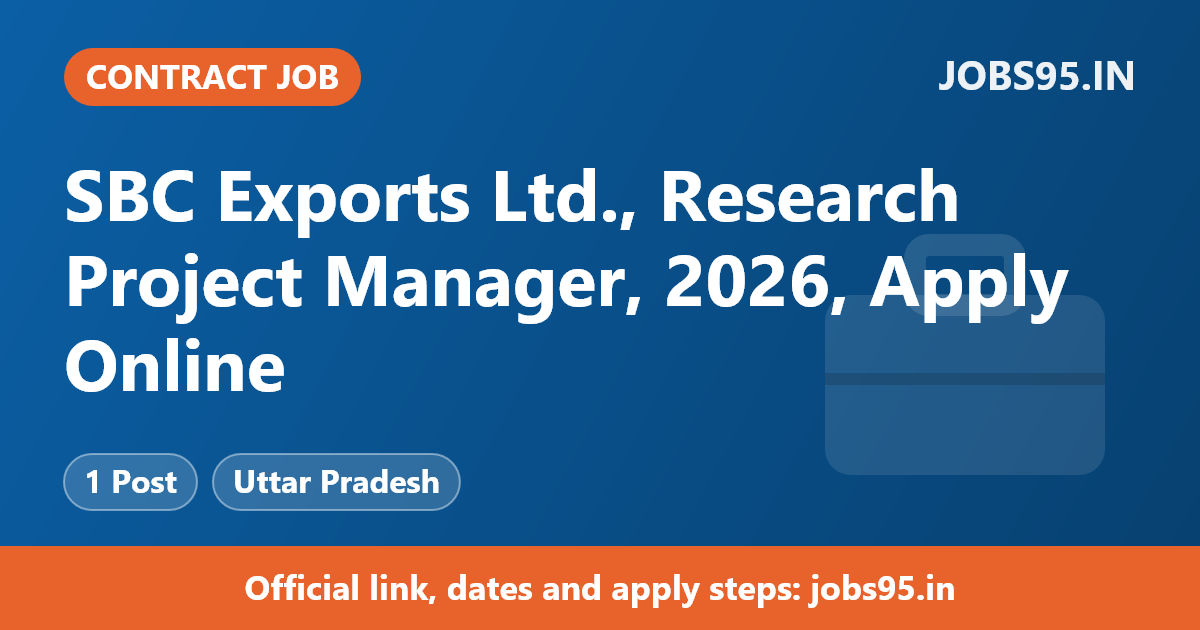 SBC Exports Ltd., Research Project Manager, 2026, Apply Online