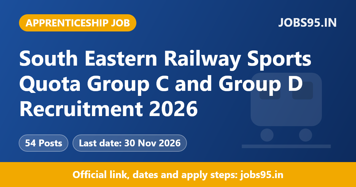 South Eastern Railway Sports Quota Group C and Group D Recruitment 2026 – Apply Online