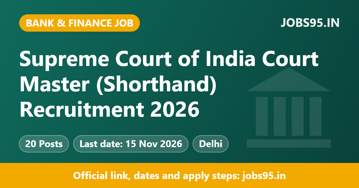 Supreme Court of India Court Master (Shorthand) Recruitment 2026 - Apply Online
