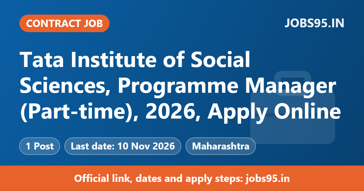 Tata Institute of Social Sciences, Programme Manager (Part-time), 2026, Apply Online