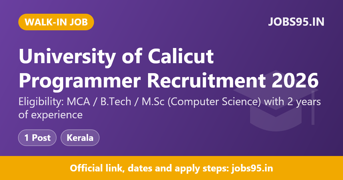 University of Calicut Programmer Recruitment 2026 - Walkin