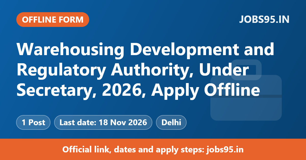 Warehousing Development and Regulatory Authority, Under Secretary, 2026, Apply Offline