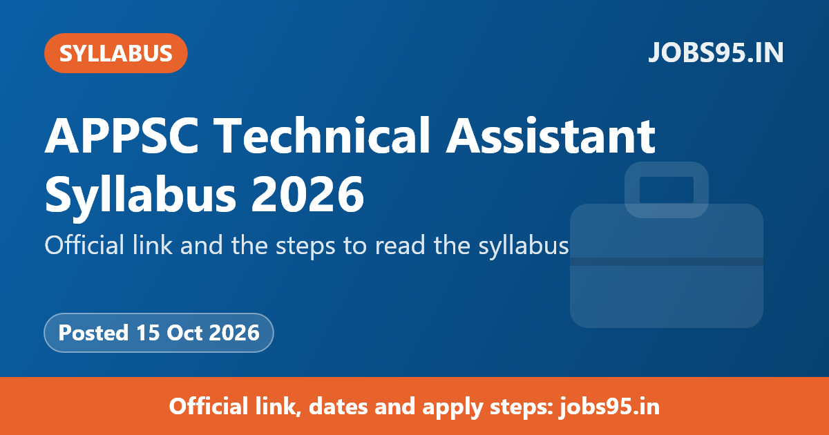 APPSC Technical Assistant Syllabus 2026