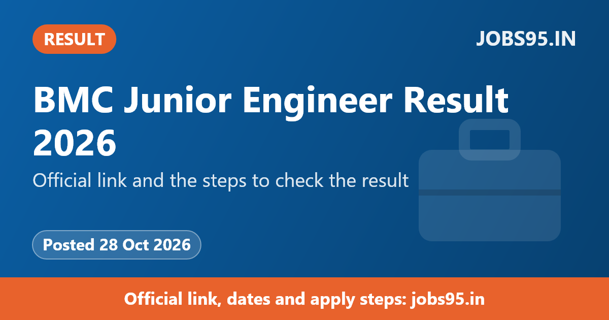 BMC Junior Engineer Result 2026