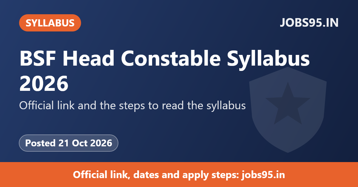 BSF Head Constable Syllabus 2026
