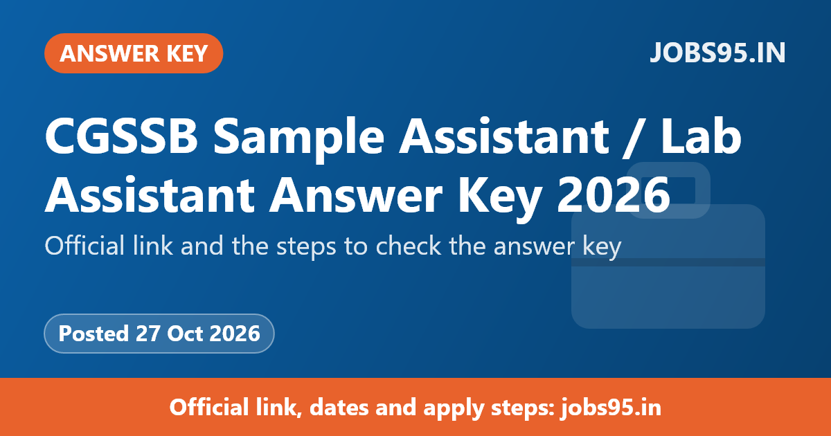 CGSSB Sample Assistant / Lab Assistant Answer Key 2026