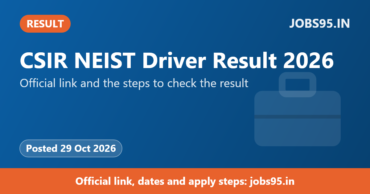 CSIR NEIST Driver Result 2026