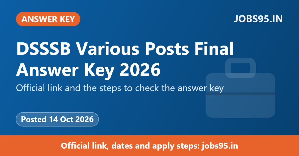 DSSSB Various Posts Final Answer Key 2026