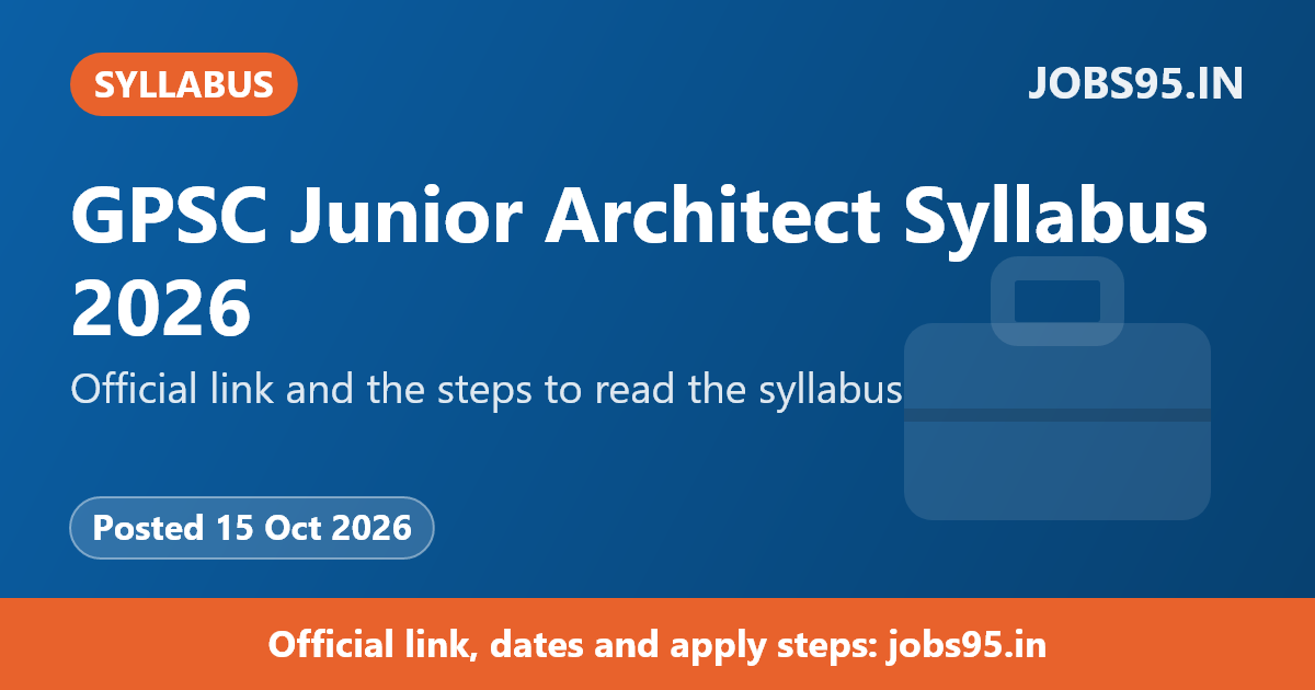 GPSC Junior Architect Syllabus 2026