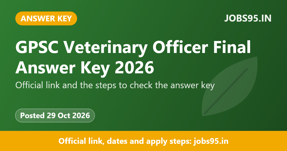 GPSC Veterinary Officer Final Answer Key 2026