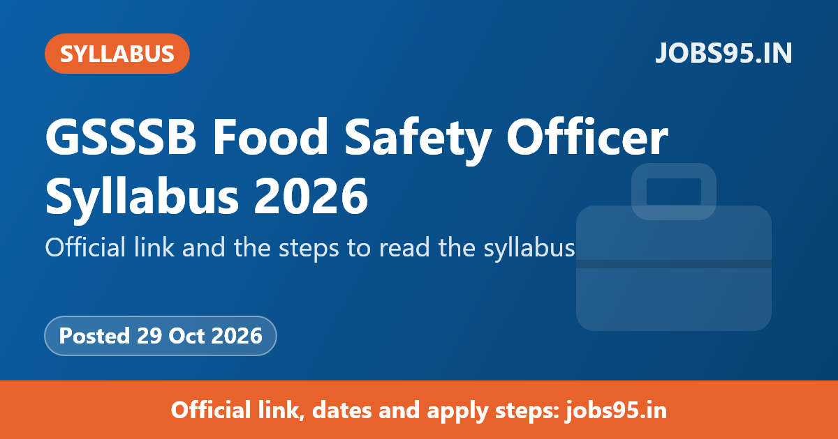 GSSSB Food Safety Officer Syllabus 2026