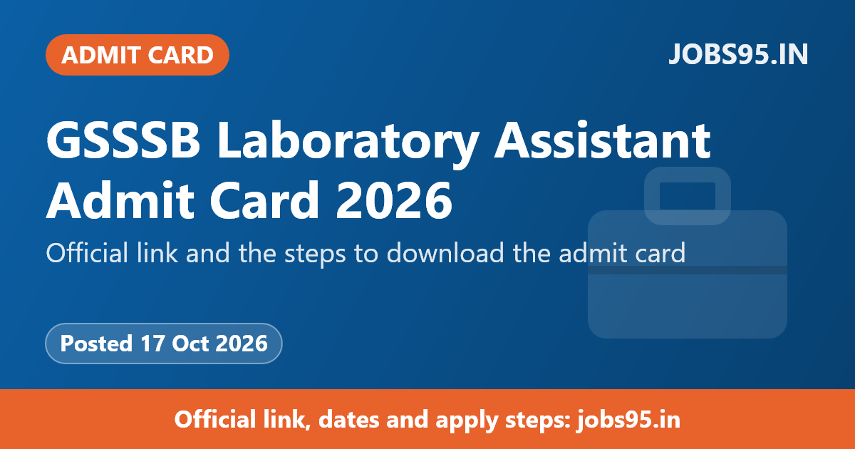 GSSSB Laboratory Assistant Admit Card 2026