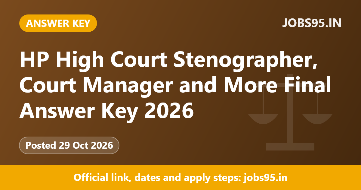 HP High Court Stenographer, Court Manager and More Final Answer Key 2026