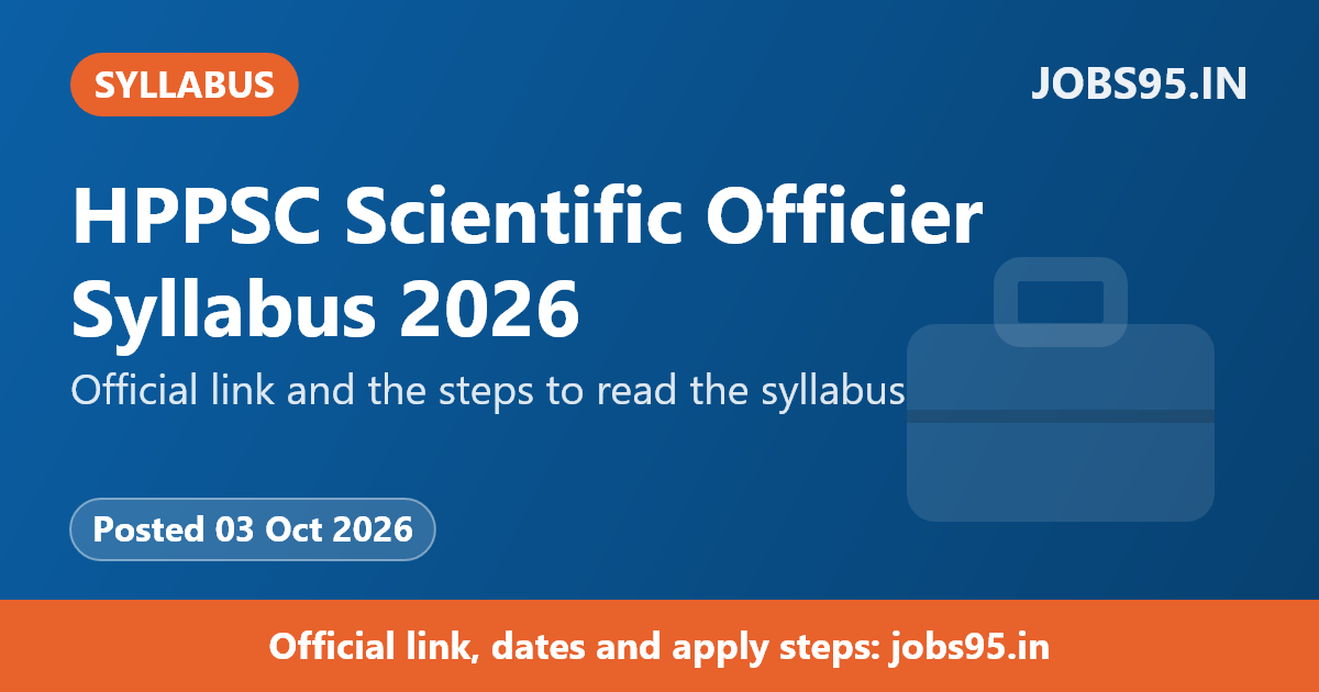 HPPSC Scientific Officier Syllabus 2026