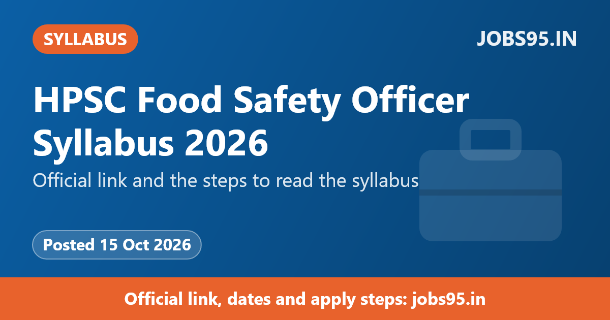 HPSC Food Safety Officer Syllabus 2026