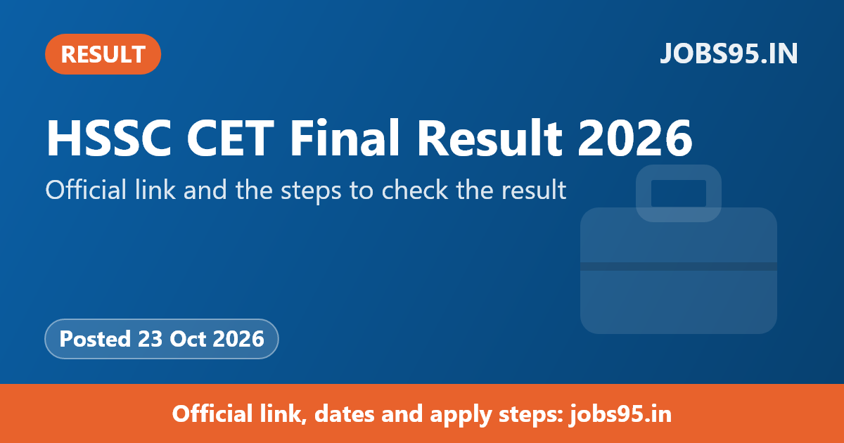 HSSC CET Final Result 2026