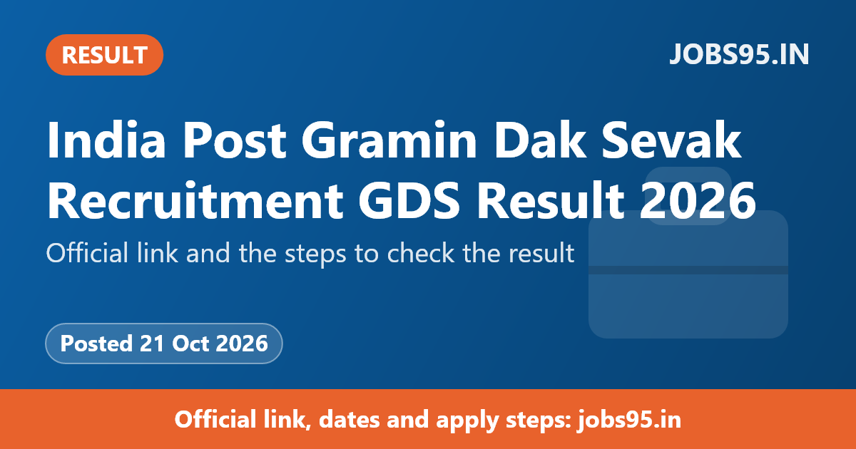 India Post Gramin Dak Sevak Recruitment GDS Result 2026