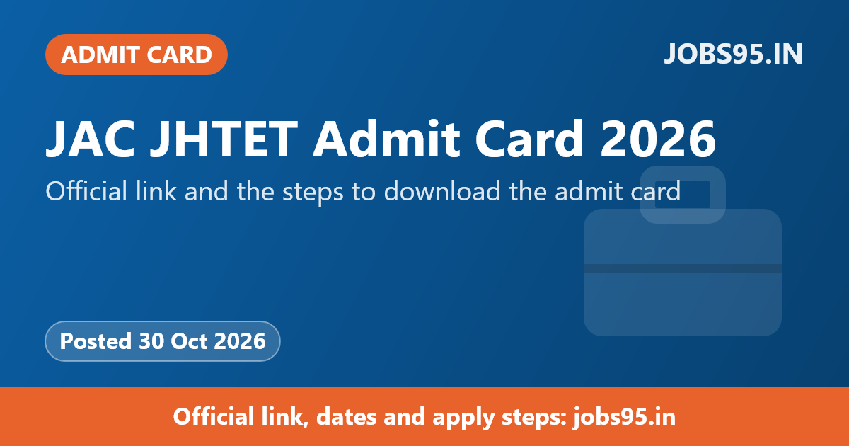 JAC JHTET Admit Card 2026