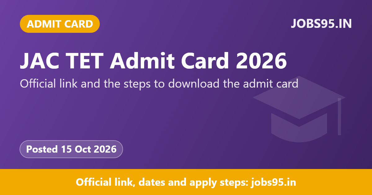 JAC TET Admit Card 2026