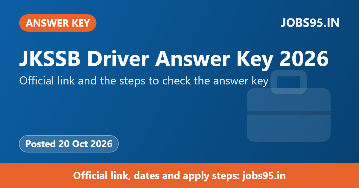 JKSSB Driver Answer Key 2026