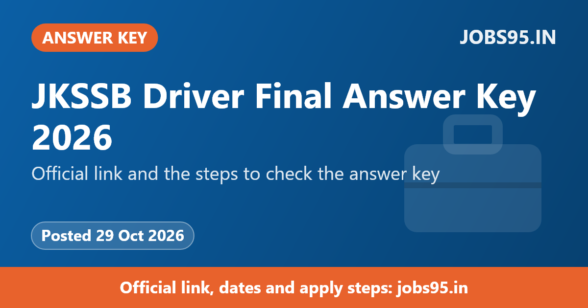 JKSSB Driver Final Answer Key 2026