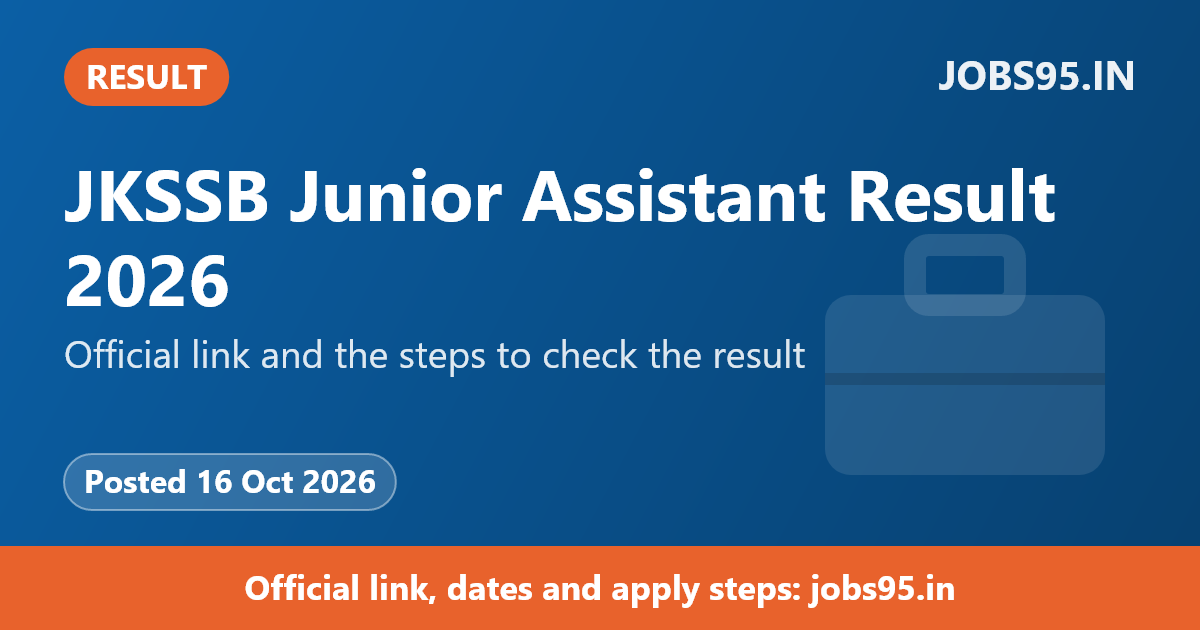 JKSSB Junior Assistant Result 2026