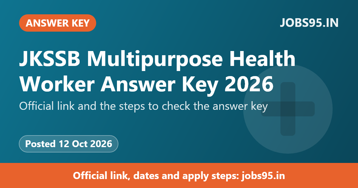 JKSSB Multipurpose Health Worker Answer Key 2026
