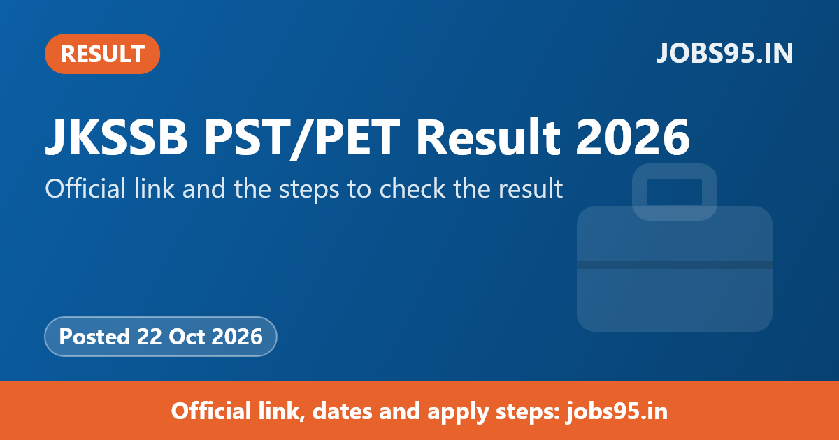 JKSSB PST/PET Result 2026