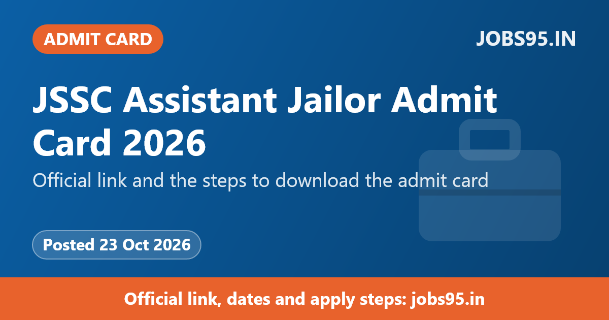 JSSC Assistant Jailor Admit Card 2026