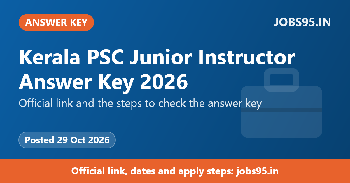 Kerala PSC Junior Instructor Answer Key 2026