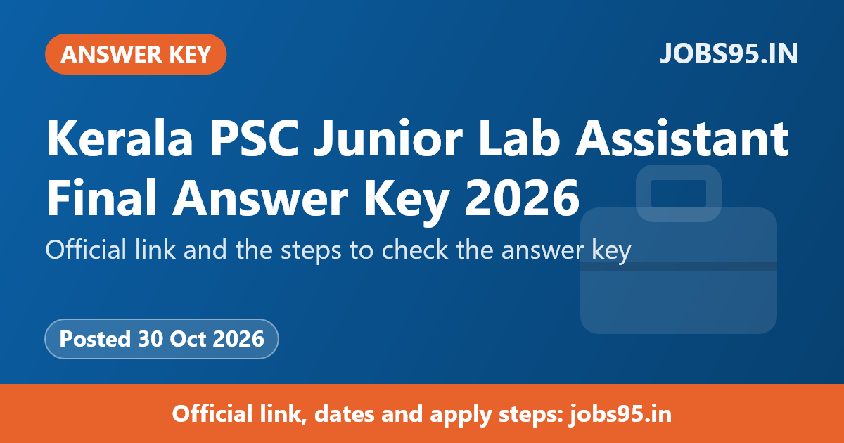Kerala PSC Junior Lab Assistant Final Answer Key 2026