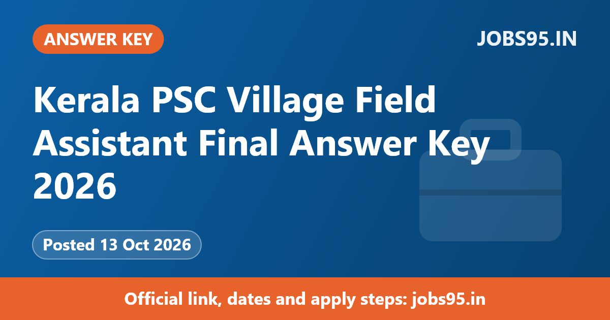 Kerala PSC Village Field Assistant Final Answer Key 2026