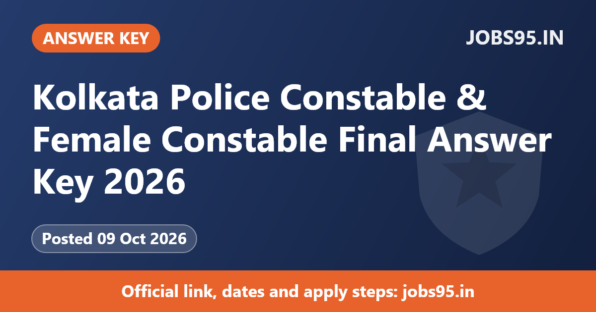 Kolkata Police Constable & Female Constable Final Answer Key 2026